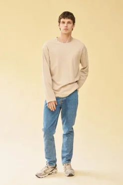 bound Longsleeve Waffle Tee - Oat