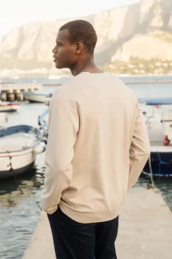 bound Longsleeve Waffle Tee - Oat