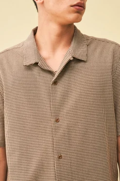 bound 'Mocha Dogtooth' SS Cuban Shirt