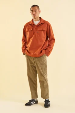 bound 'Mushroom' Corduroy Trousers