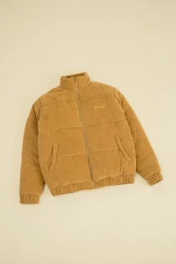 bound Mustard Cord Puffer Coat
