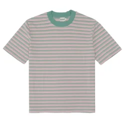 bound Peached Stripe Tee - Pink & Green