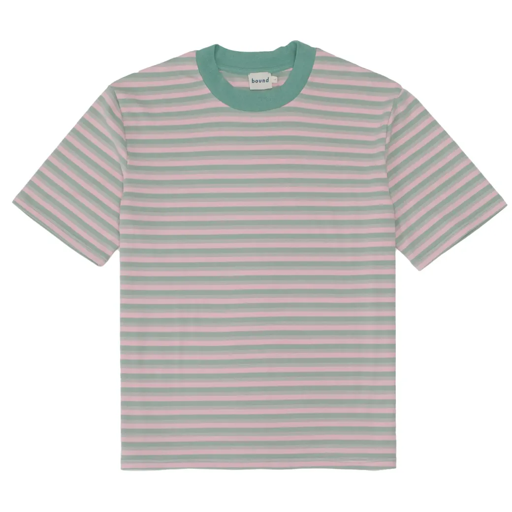 bound Peached Stripe Tee - Pink & Green
