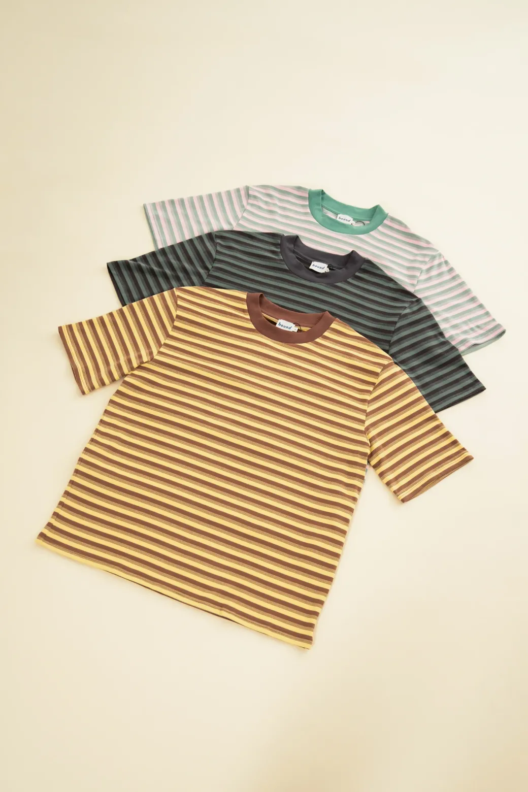 bound Peached Stripe Tee - Pink & Green