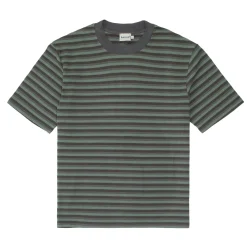 bound Peached Stripe Tee - Charcoal & Sage