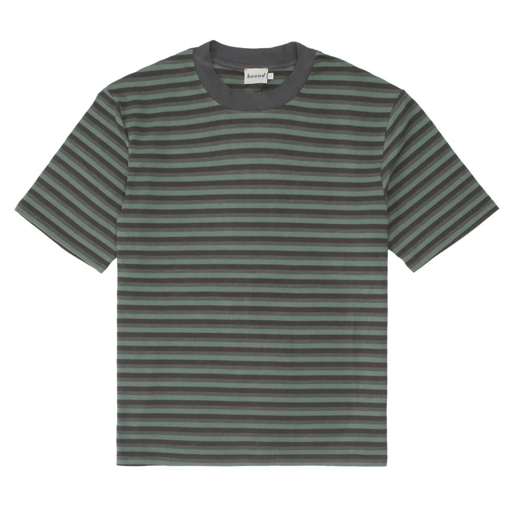bound Peached Stripe Tee - Charcoal & Sage