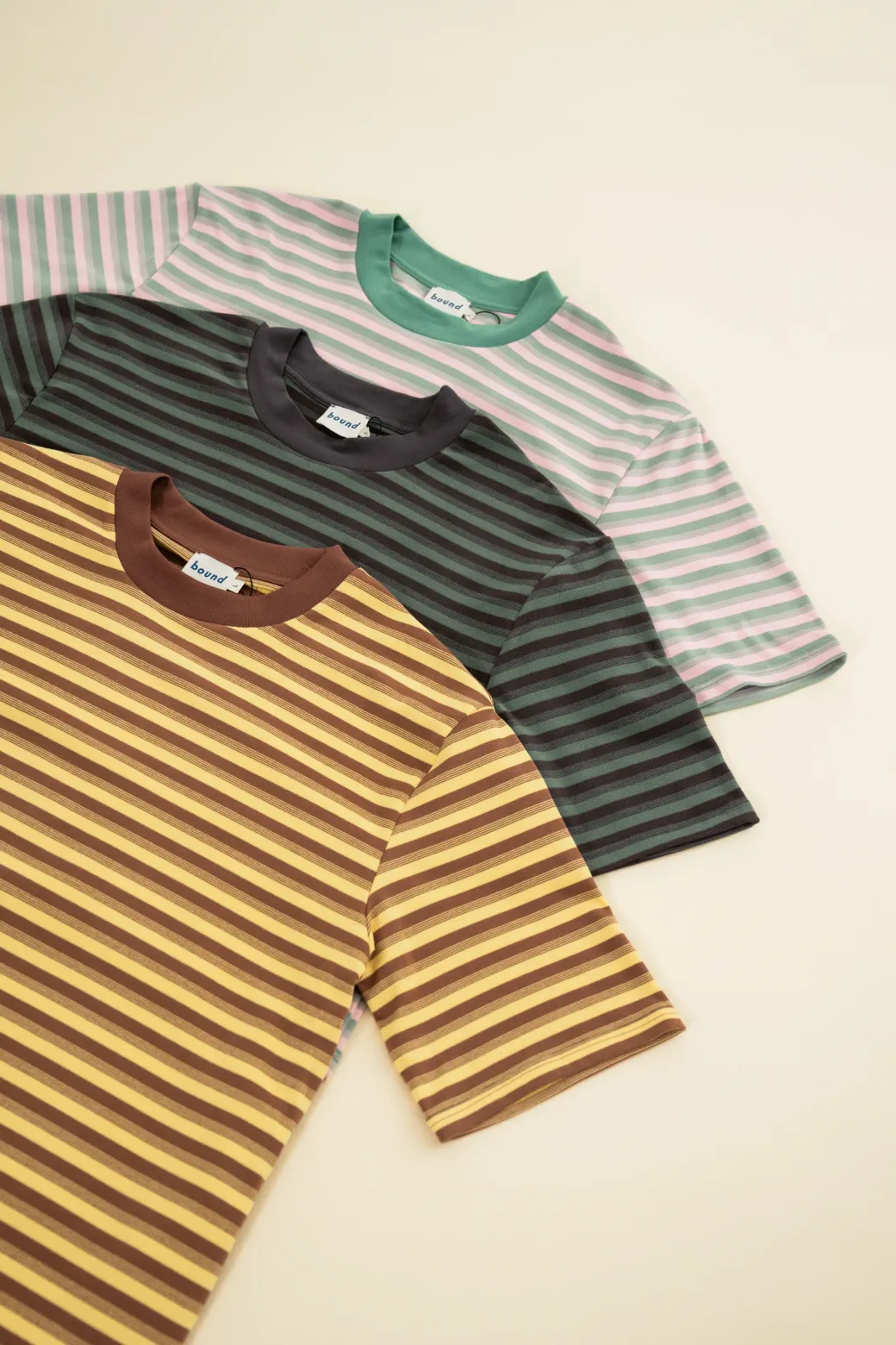 bound Peached Stripe Tee - Brown & Yellow
