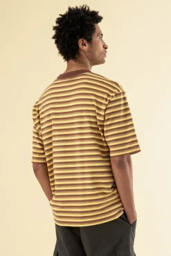 bound Peached Stripe Tee - Brown & Yellow