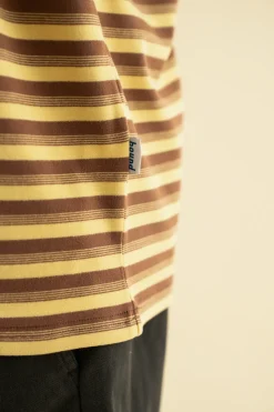 bound Peached Stripe Tee - Brown & Yellow