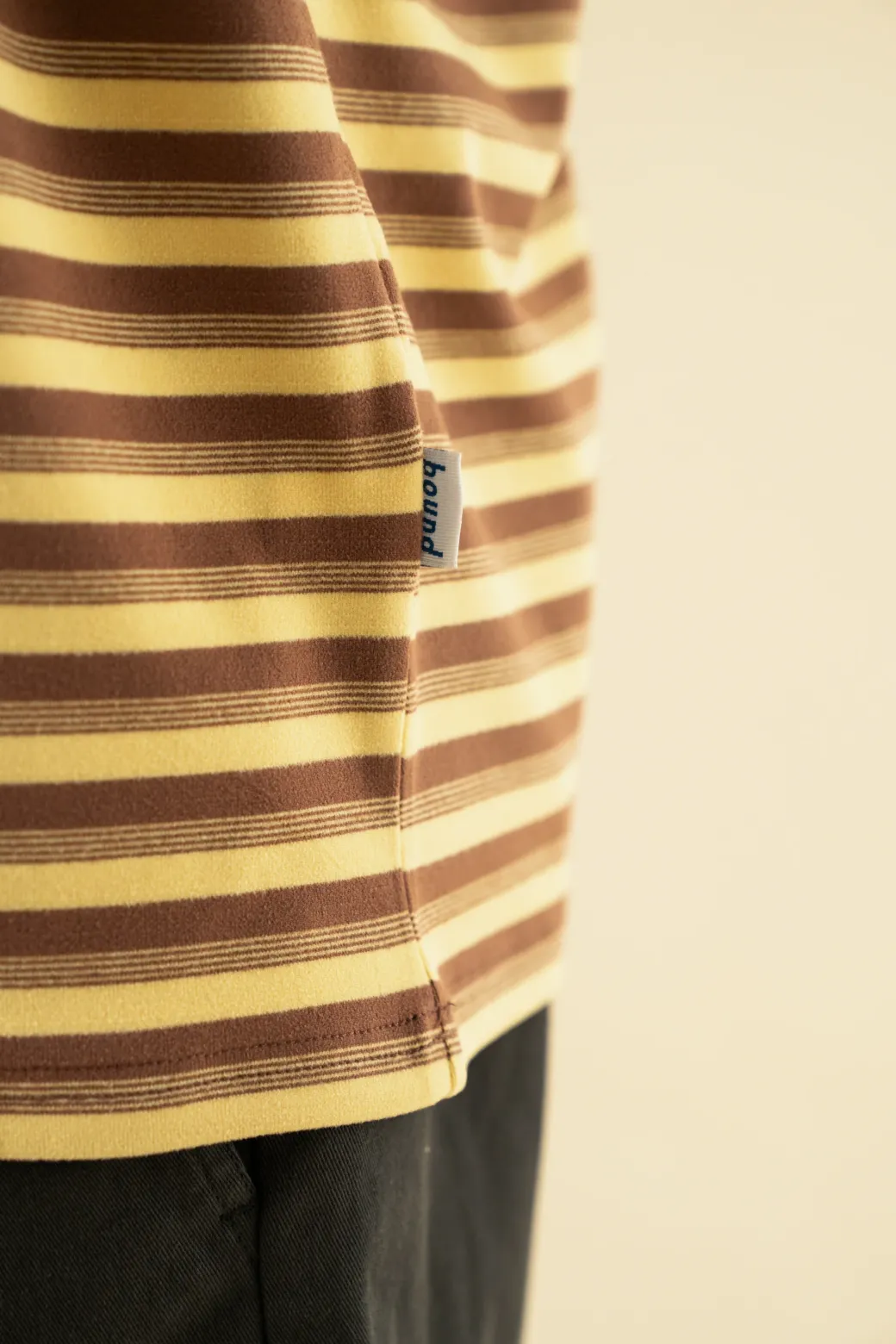 bound Peached Stripe Tee - Brown & Yellow