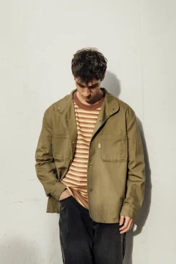 bound Peached Stripe Tee - Brown & Yellow