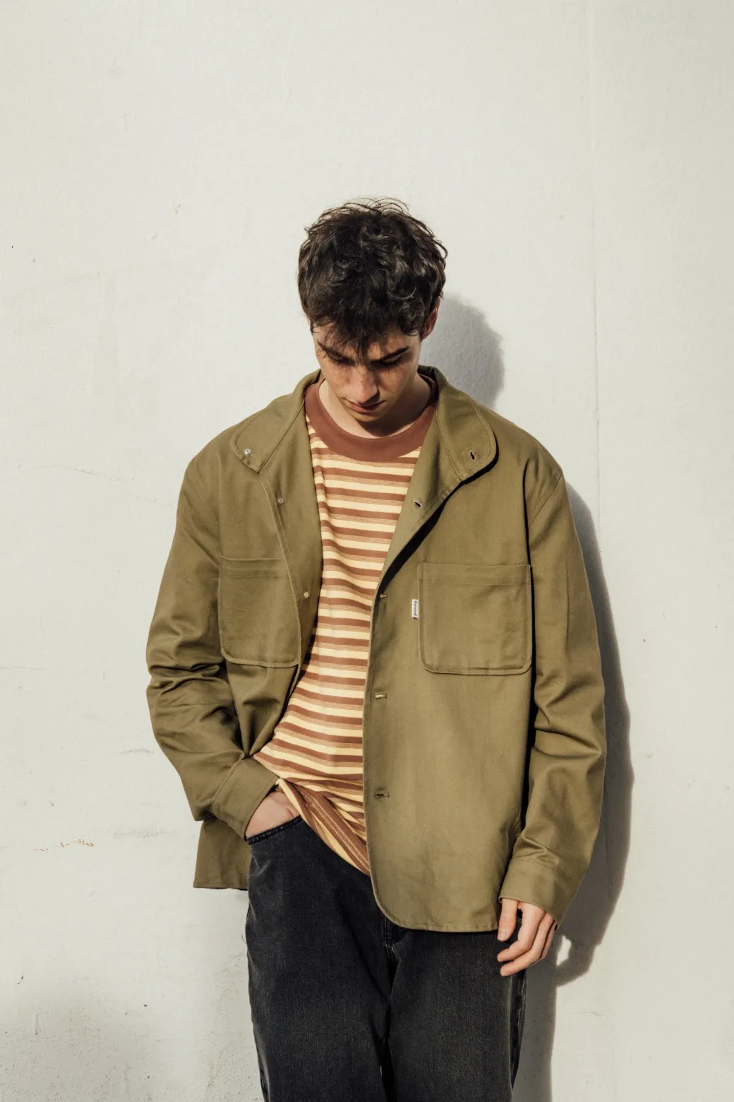 bound Peached Stripe Tee - Brown & Yellow