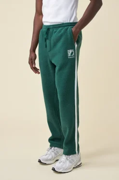 bound Reverse Fleece Grid Straight Joggers - Bottle Green