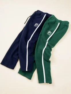bound Reverse Fleece Grid Straight Joggers - Bottle Green
