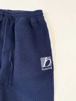 bound Reverse Fleece Grid Straight Joggers - Navy