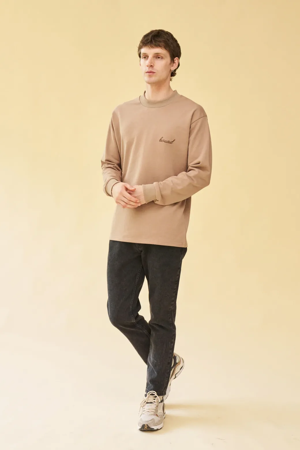 bound 'Script' Longsleeve Heavy Tee - Chestnut