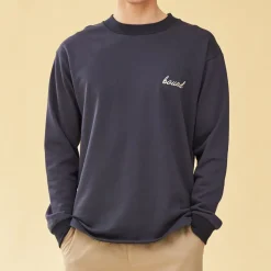 bound 'Script' Longsleeve Heavy Tee - Navy