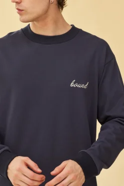 bound 'Script' Longsleeve Heavy Tee - Navy