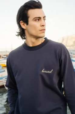 bound 'Script' Longsleeve Heavy Tee - Navy