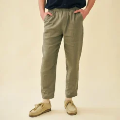 bound 'Seville' Linen Trousers - Khaki