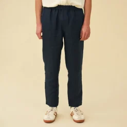 bound 'Seville' Linen Trousers - Navy
