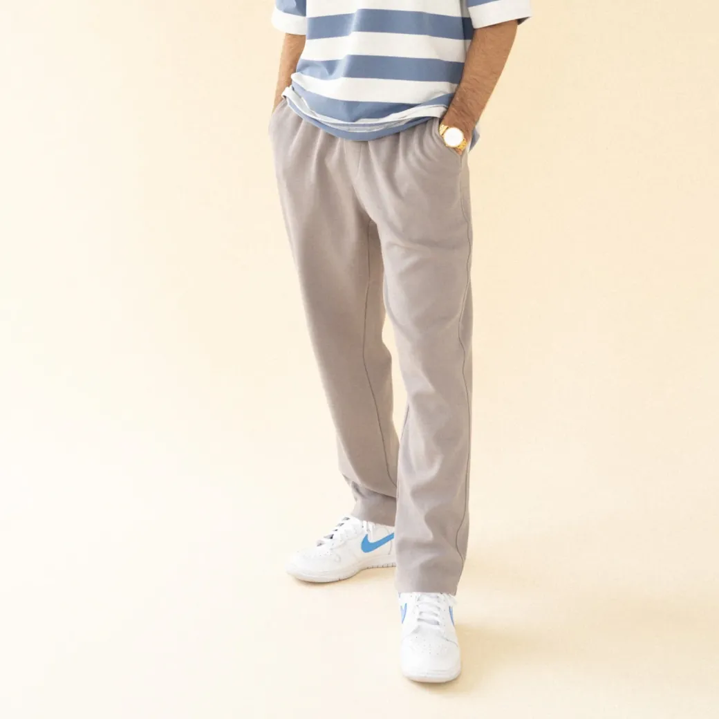 bound 'Textured Grey Cotton' Trousers