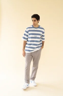 bound 'Textured Grey Cotton' Trousers