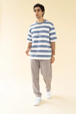 bound 'Textured Grey Cotton' Trousers
