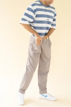 bound 'Textured Grey Cotton' Trousers