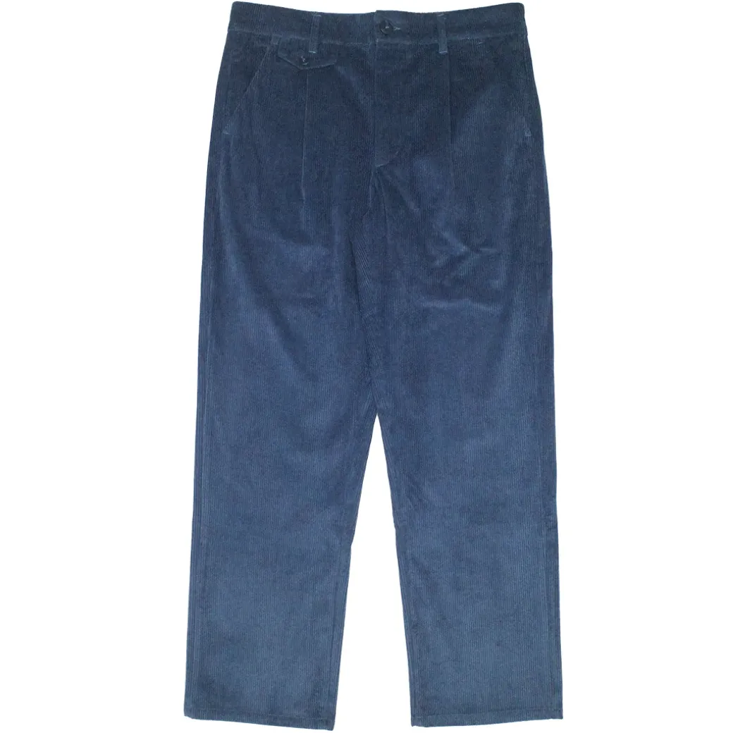 bound Wide Leg Corduroy Trousers - Dallas Blue