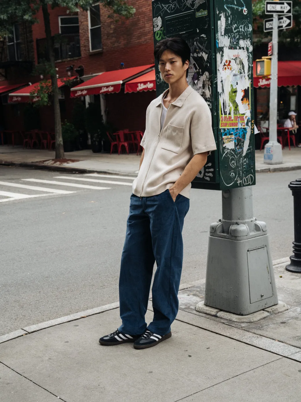 bound Wide Leg Corduroy Trousers - Dallas Blue