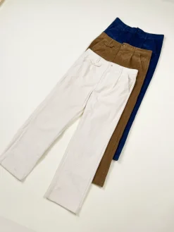 bound Wide Leg Corduroy Trousers - Pecan Brown
