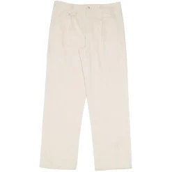 bound Wide Leg Corduroy Trousers - Light Cream