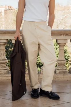 bound William Staple Cotton Trousers - Ecru