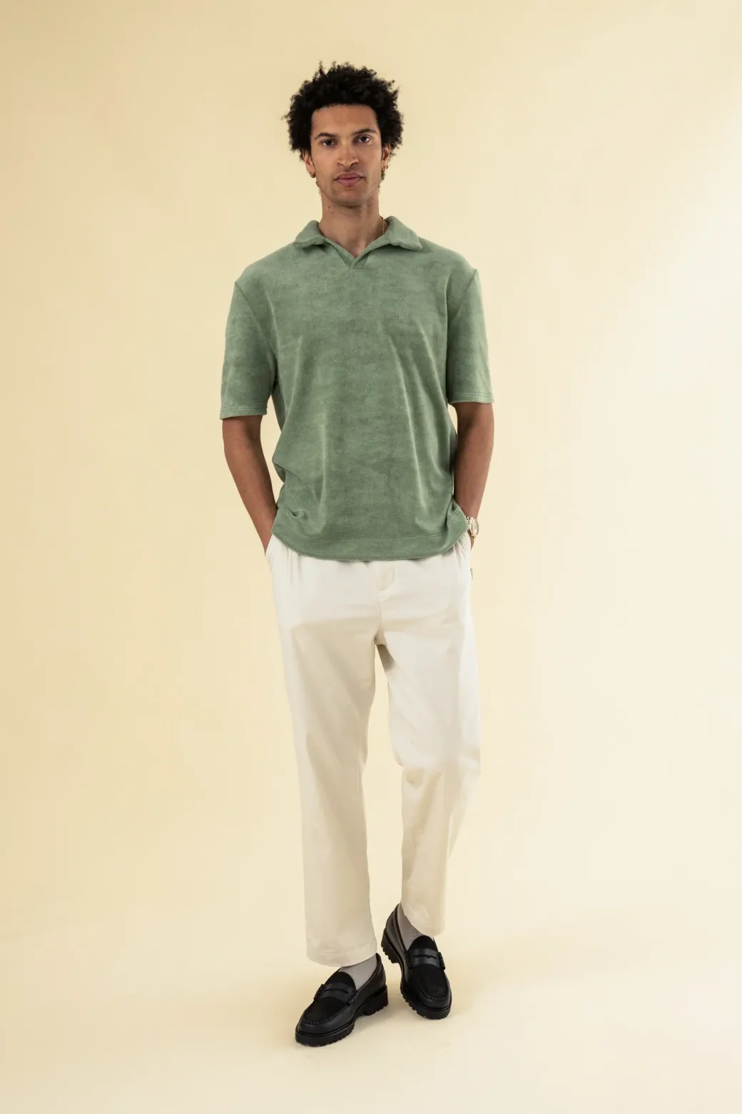 bound William Staple Cotton Trousers - Ecru