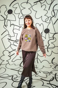 C.D x UN:IK 'Be Wyrd' Washed Sweater - Chocolate