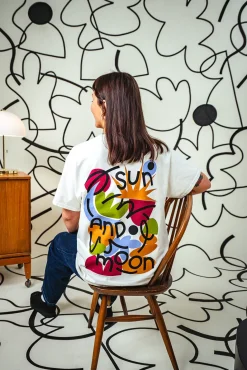 C.D x UN:IK 'Sun and Moon' Washed Tee - Ecru