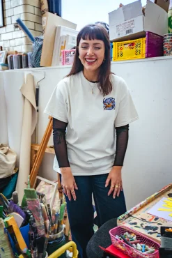C.D x UN:IK 'Sun and Moon' Washed Tee - Ecru