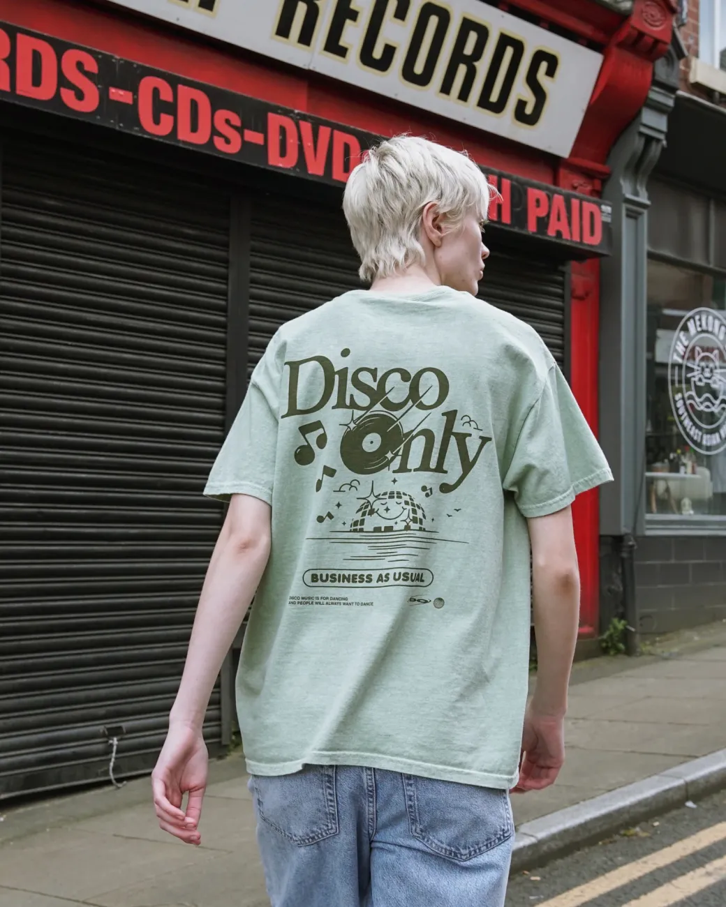 DISCO ONLY 'Business As Usual' Vintage Washed Tee - Pistachio