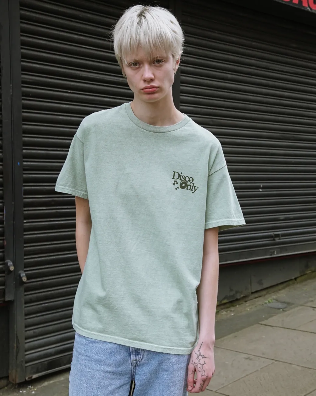 DISCO ONLY 'Business As Usual' Vintage Washed Tee - Pistachio