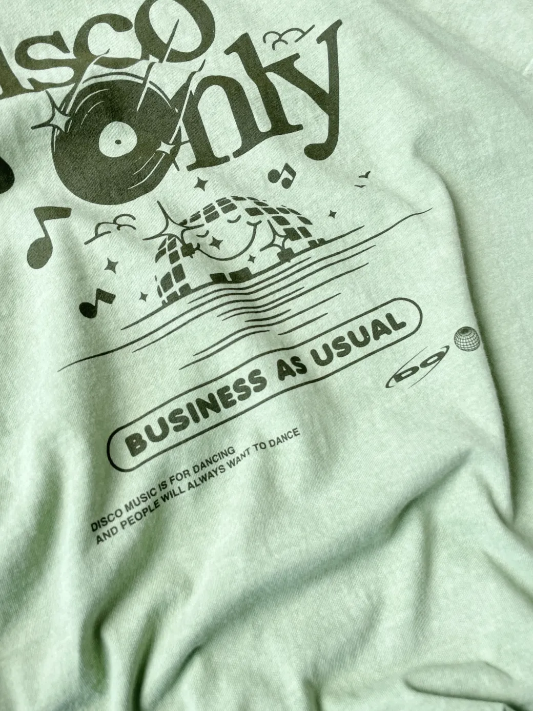DISCO ONLY 'Business As Usual' Vintage Washed Tee - Pistachio