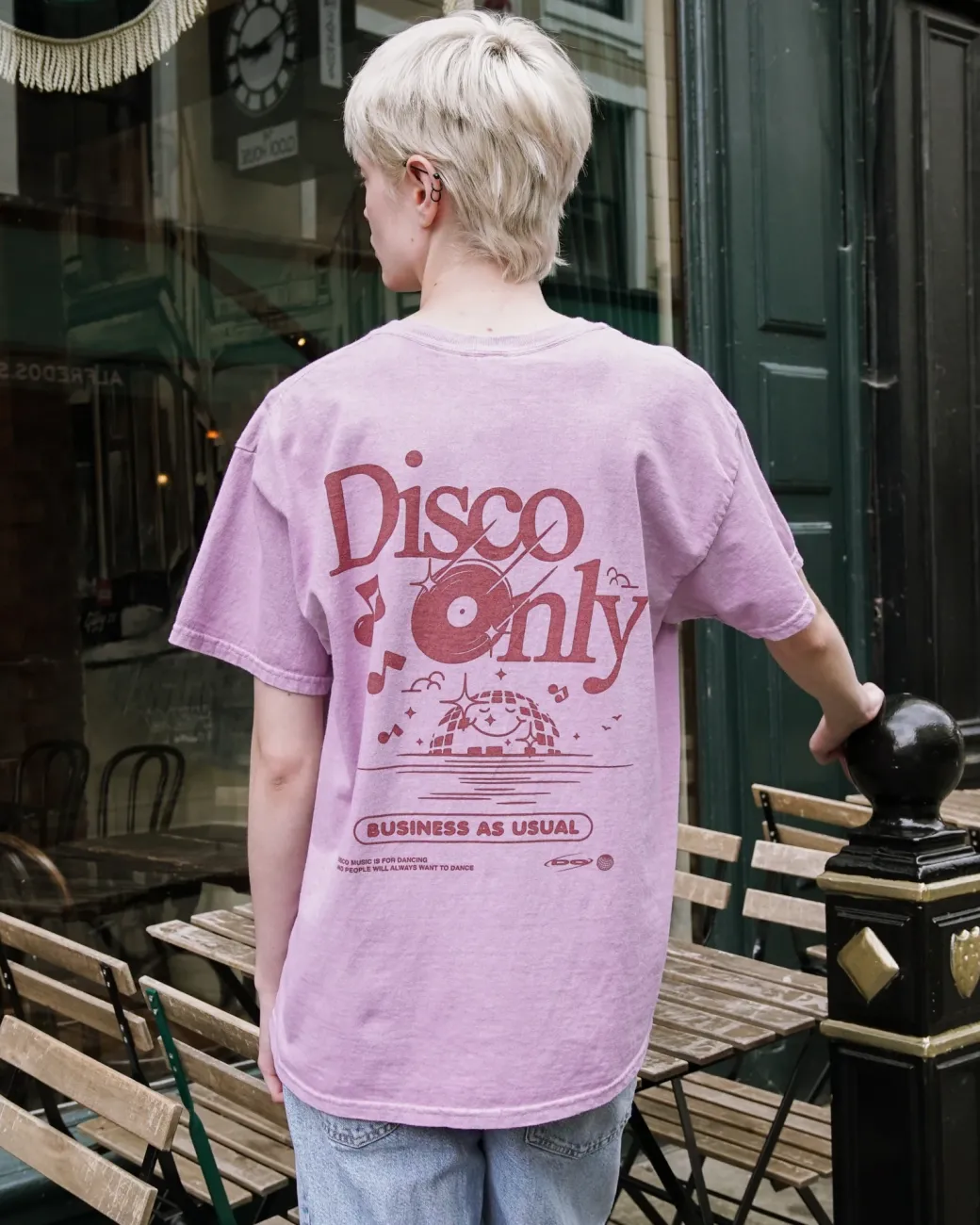 DISCO ONLY 'Business As Usual' Vintage Washed Tee - Pink