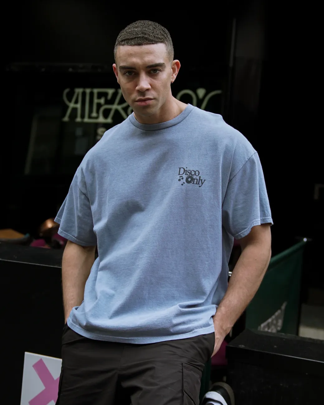 DISCO ONLY 'Business As Usual' Vintage Washed Tee - Blue