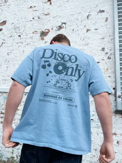 DISCO ONLY 'Business As Usual' Vintage Washed Tee - Blue