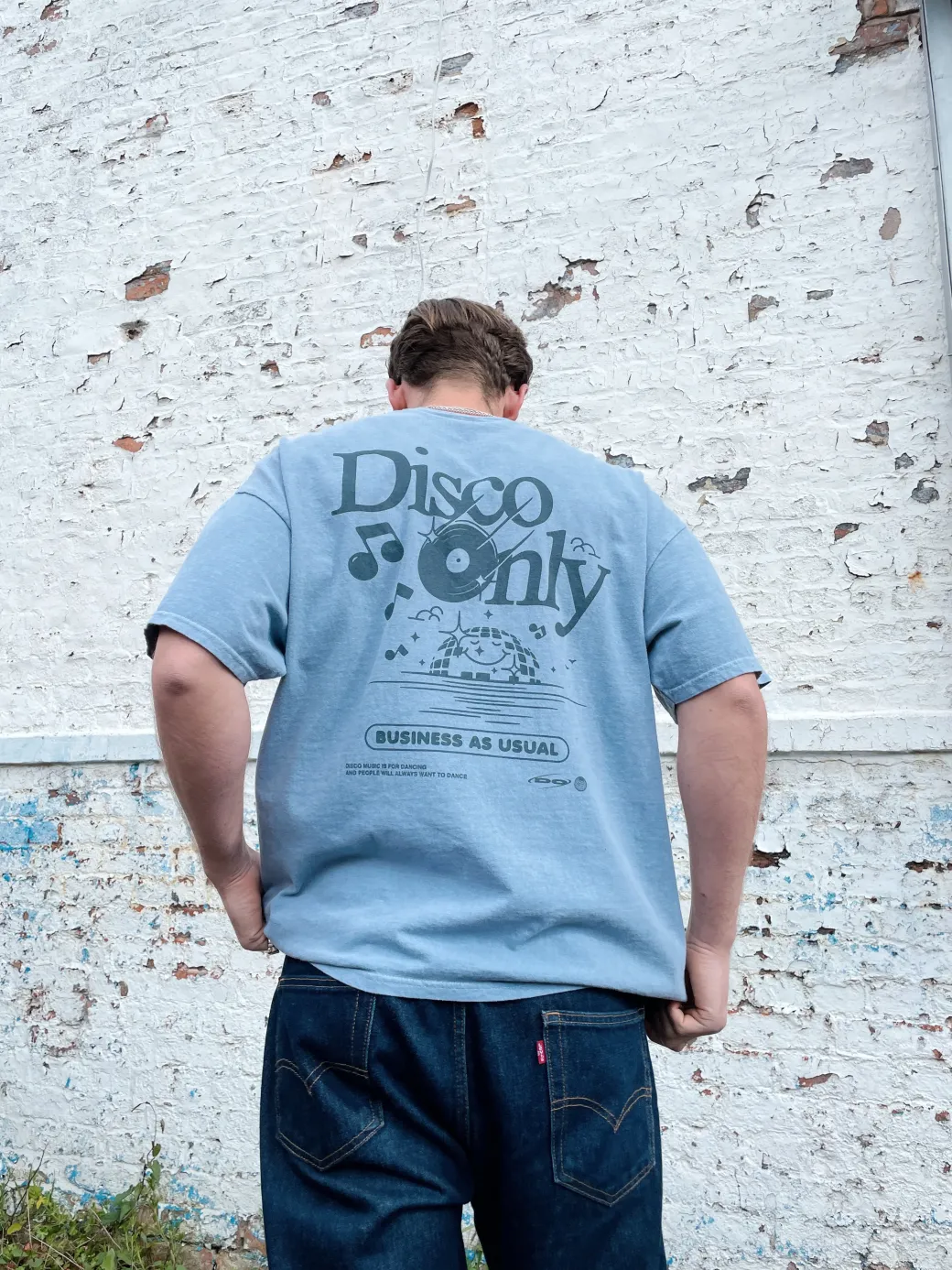 DISCO ONLY 'Business As Usual' Vintage Washed Tee - Blue