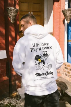 DISCO ONLY 'Play It Twice V2' Hoodie - White