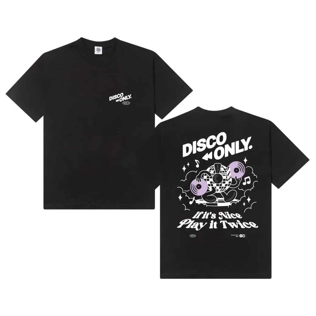 DISCO ONLY 'Play It Twice V4' Tee - Black