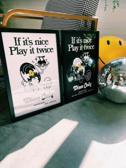DISCO ONLY 'Play it Twice V2' Print - White