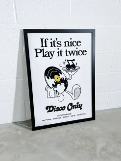 DISCO ONLY 'Play it Twice V2' Print - White