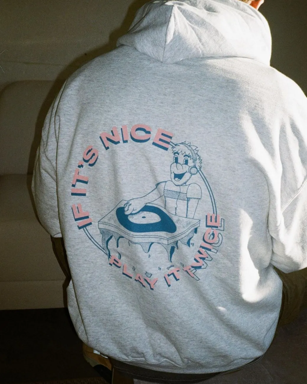 DISCO ONLY 'Play It Twice V1' Hoodie - Ash Grey